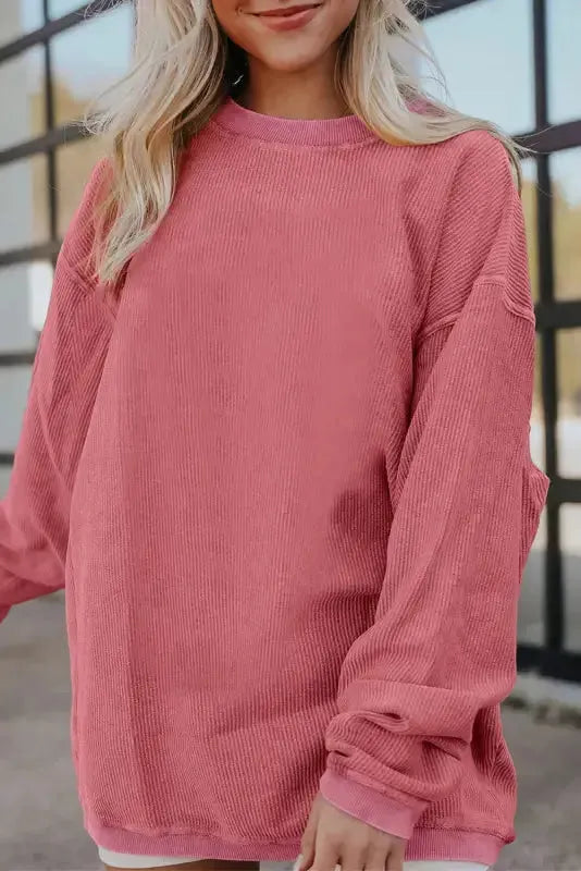 Ribbed Corded Oversized Sweatshirt-9
