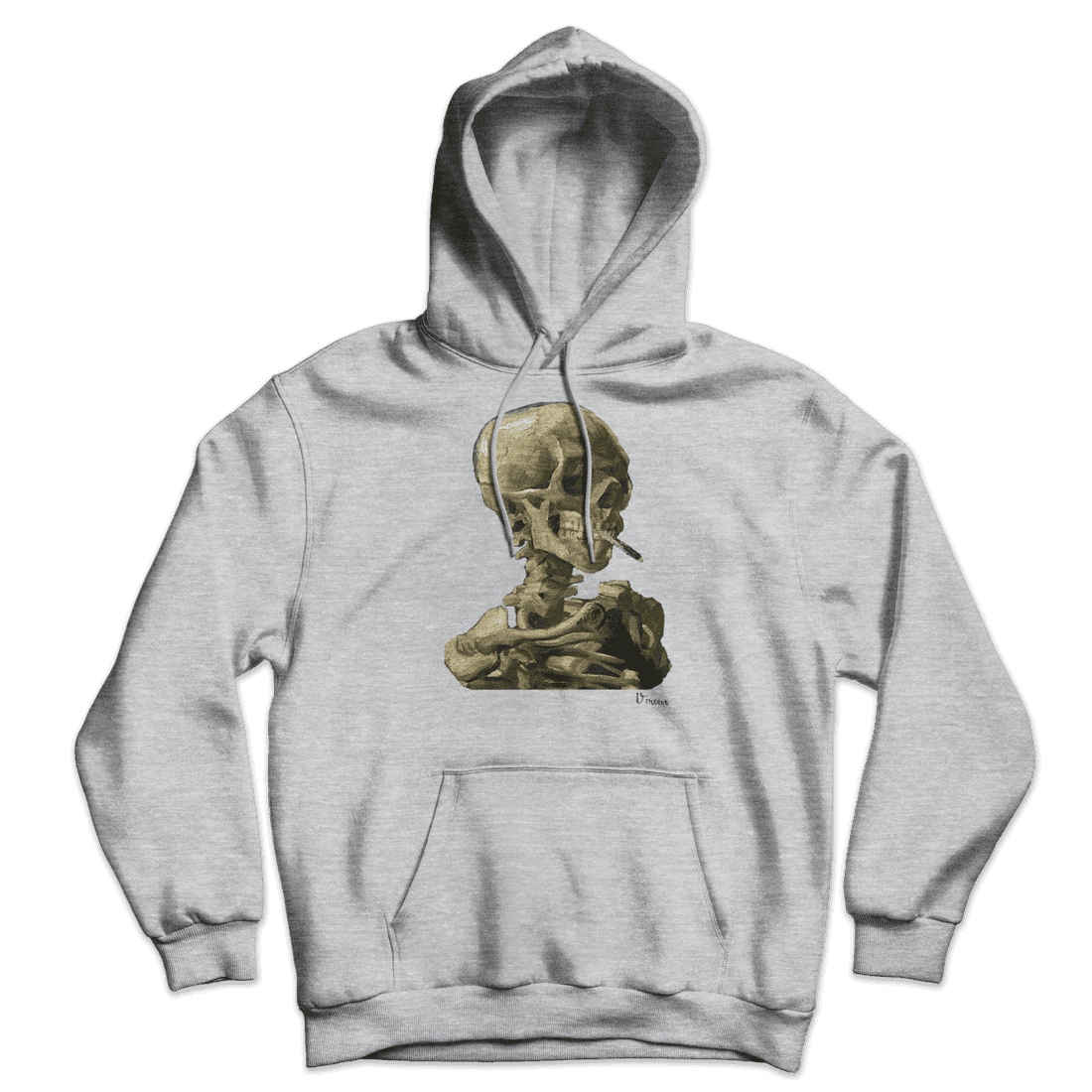 Van Gogh Skull of a Skeleton with Burning Cigarette 1886 Unisex Hoodie-4