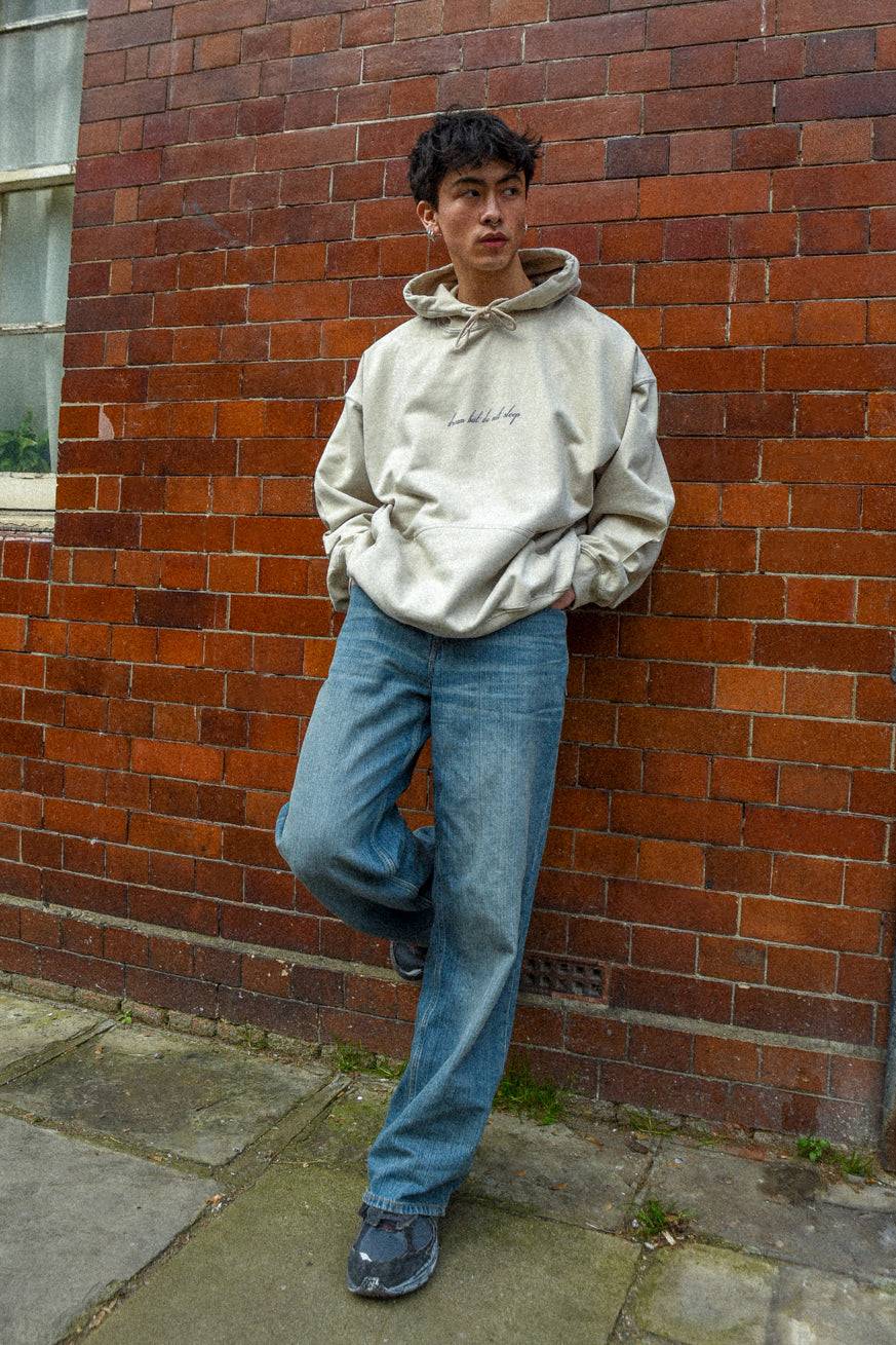 Hoodie in Sand with Chinese Dragon Print-1