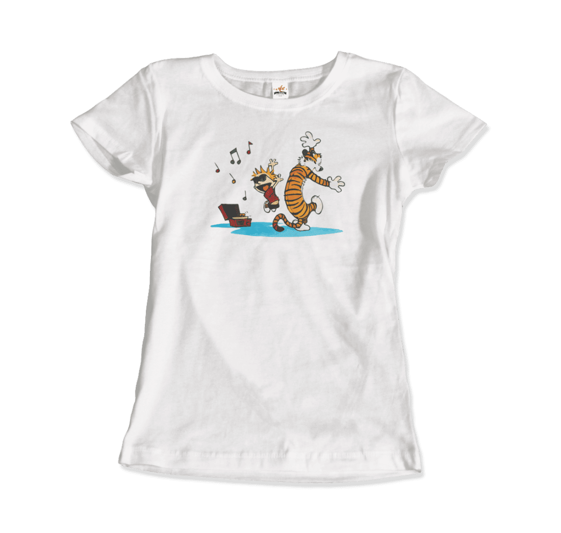Calvin and Hobbes Dancing with Record Player T-Shirt-8