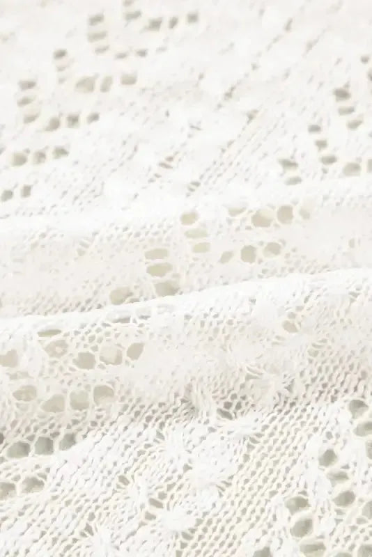 Cozy Comfort Plus Size White Eyelet Cardigan-4