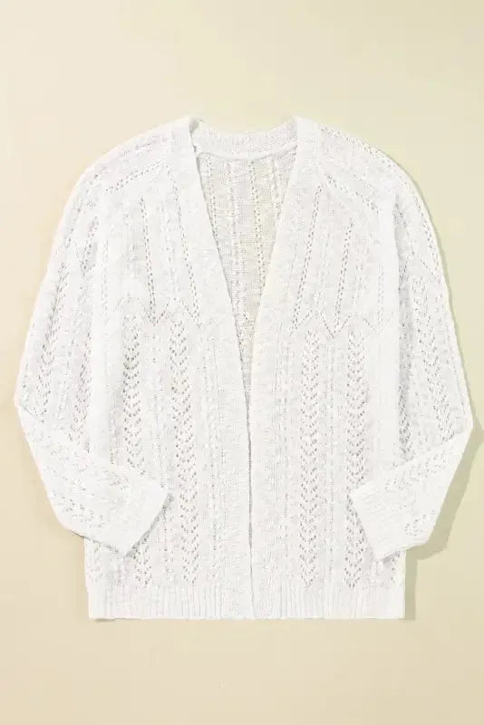 Cozy Comfort Plus Size White Eyelet Cardigan-3