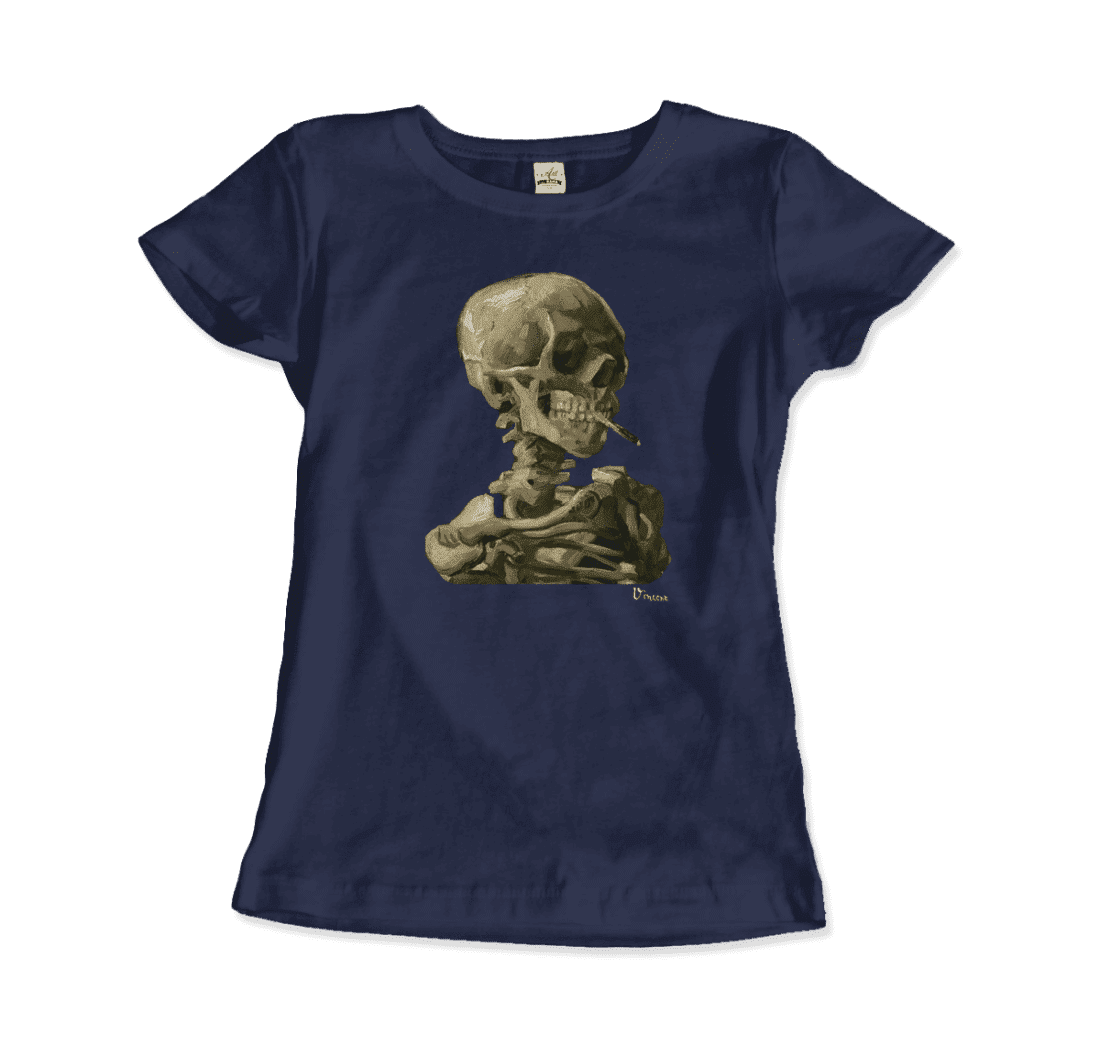 Van Gogh Skull of a Skeleton with Burning Cigarette 1886 T-Shirt-3
