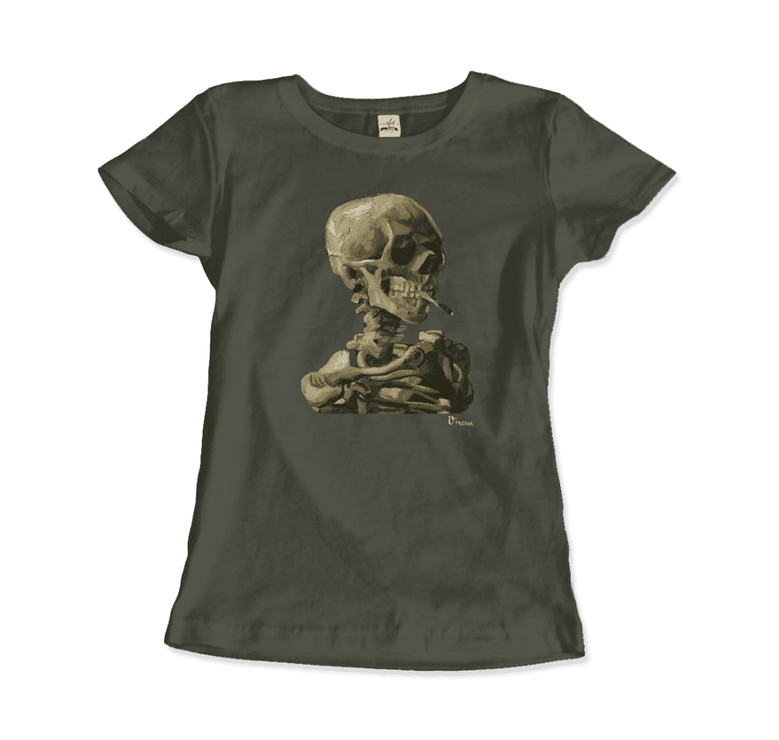 Van Gogh Skull of a Skeleton with Burning Cigarette 1886 T-Shirt-10