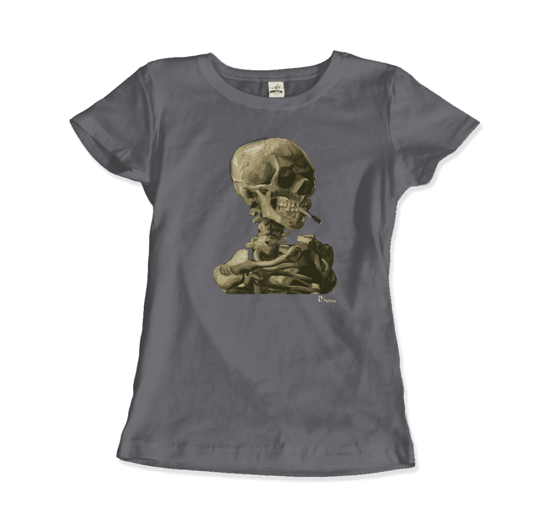 Van Gogh Skull of a Skeleton with Burning Cigarette 1886 T-Shirt-9