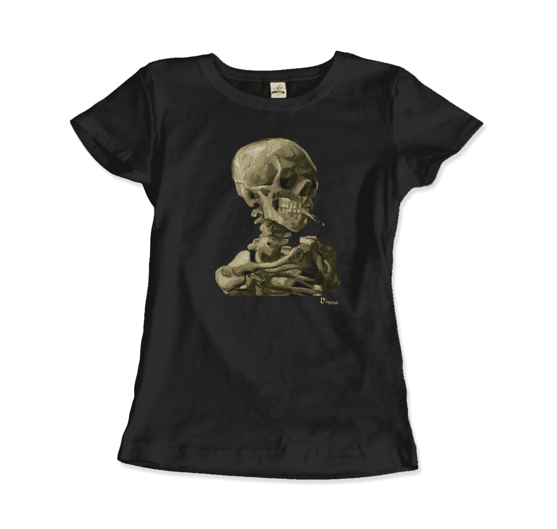 Van Gogh Skull of a Skeleton with Burning Cigarette 1886 T-Shirt-8