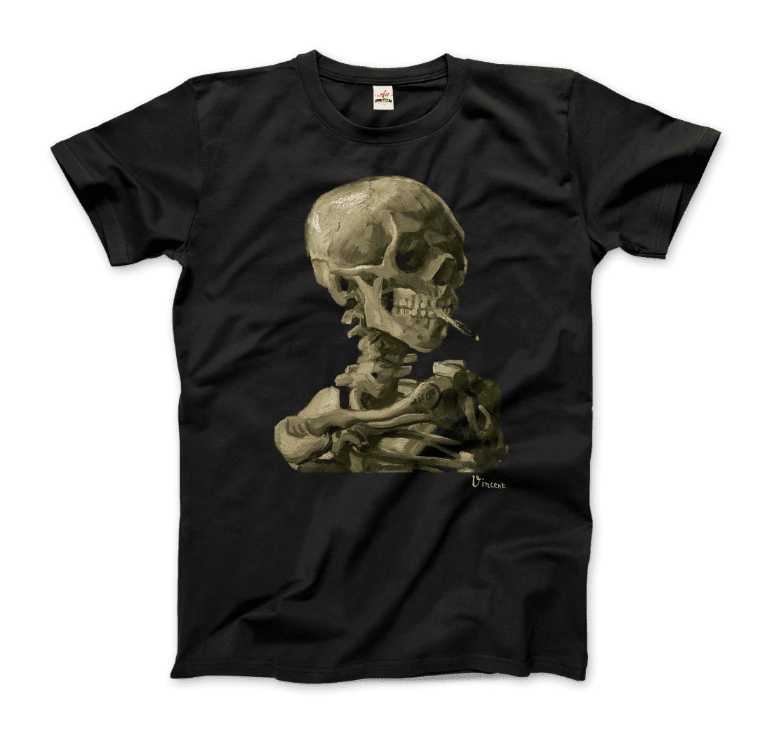 Van Gogh Skull of a Skeleton with Burning Cigarette 1886 T-Shirt-4