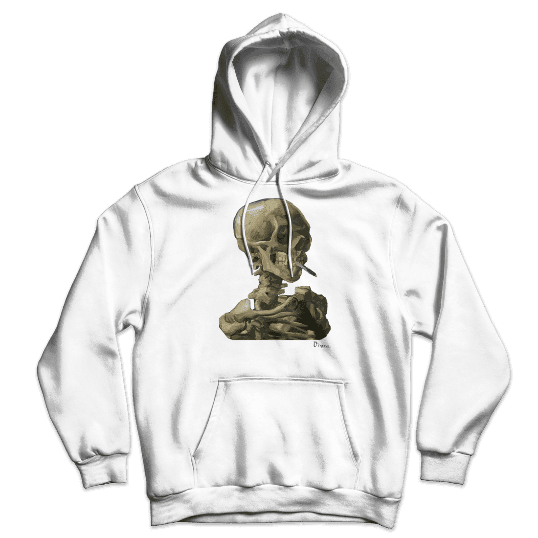 Van Gogh Skull of a Skeleton with Burning Cigarette 1886 Unisex Hoodie-2