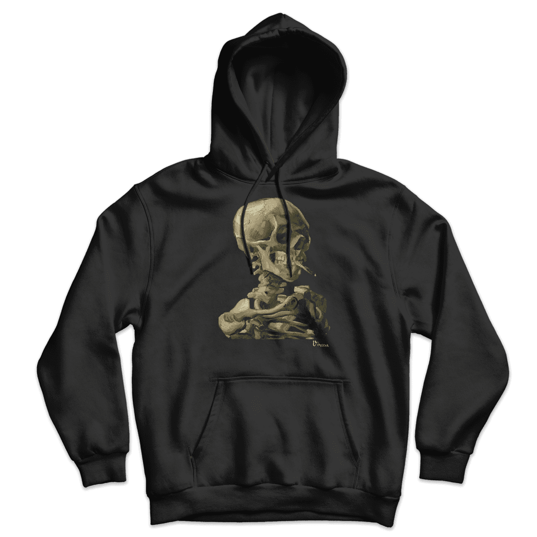 Van Gogh Skull of a Skeleton with Burning Cigarette 1886 Unisex Hoodie-1