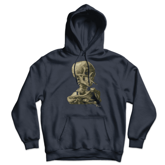 Van Gogh Skull of a Skeleton with Burning Cigarette 1886 Unisex Hoodie-0