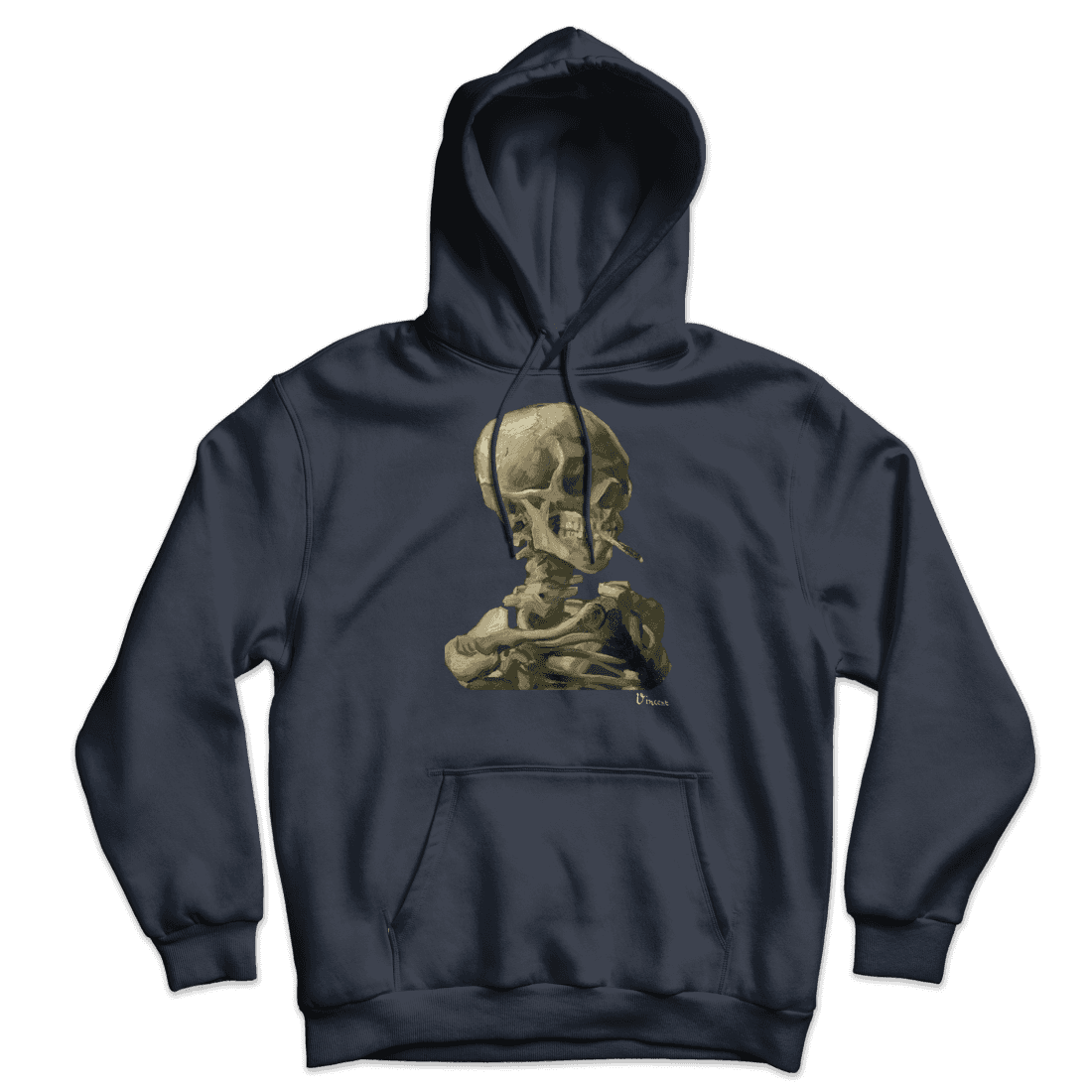Van Gogh Skull of a Skeleton with Burning Cigarette 1886 Unisex Hoodie-3